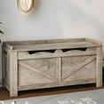 thumbnail image 1 of 39.4" Storage Chest, Extra Large Storage Trunk with 2 Hinges, Wooden Box Bench, Lift-Top Organizer Chest, Shoe Bench for Entryway, Bedroom, Living Room, 1 of 8