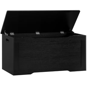 39.4” Storage Chest, Toy Chest, Toy Storage Box with 2 Safety Hinges, Lift Top Wooden Storage Chest, Storage Bench, for Living Room, Bedroom, Entryway, Black