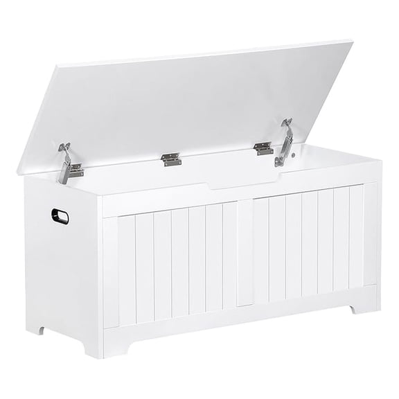 39.4" Storage Chest Trunk,Large Wooden Storage Toy Box Organizer Shoe Blanket with 2 Safety Hinges,Supports 288 lb,Easy Assembly,for Entryway,Bedroom,Living Room,White