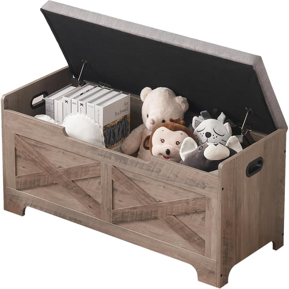 39.4" Storage Chest, Wooden Storage Bench, Lift Top Storage Trunk with 2 Safety Hinges, Large Storage Chest for Entryway, Bedroom, Living Room