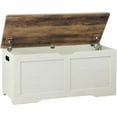 thumbnail image 1 of 39.4" Storage Chest, Wooden Storage Bench, Lift Top Toy Chest with 2 Safety Hinges, Large Toy Box, Entryway Bench for Living Room, Bedroom, Brown and Rustic White, 1 of 9