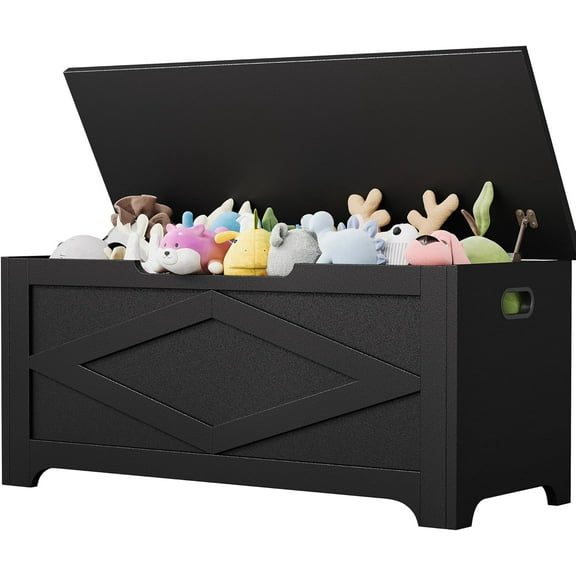 39.4" Storage Chest, Wooden Storage Bench with Safety Hinges, Easy Assembly, Large Toy Chest for Entryway, Living Room, Bedroom