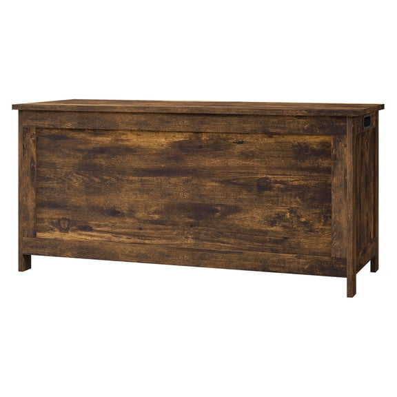 39.4" Storage Trunk w/ 2 Safety Hinges, Wooden Storage Bench w/ Side Handles, Storage Chest for Playroom, Rustic Brown