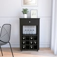 thumbnail image 1 of Black Coffee Cart with 12 Bottle Racks and Open Shelf - Accessible Display in Home, 1 of 5