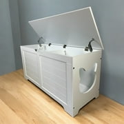 39.4 Top open Cat Litter Box Enclosure Furniture, Cat Washroom, Hidden Litter Box Cover, Cabinet for Large Cat, Dog Proof Cat Litter Boxes, Hideaway Litter Box, Cat House, White