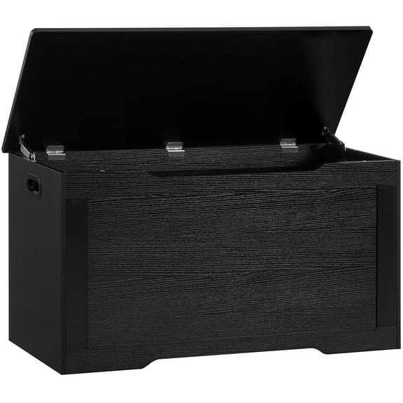 39.4" Wooden Flip-Top Storage  Chest with 2 Safety Hinges, Storage Trunk & Toy Box for Living Room, Bedroom and Entryway, Black