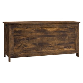 39.4" Wooden Storage Chest with Hinges, Rustic Brown - Large Blanket Box, Hope Chest, Toy Box Rustic Brown + MDF