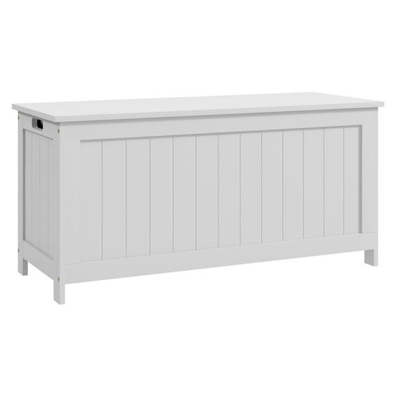 39.4" Wooden Storage Chest with Hinges, White Blanket Box, Large Capacity Hope Chest White + MDF
