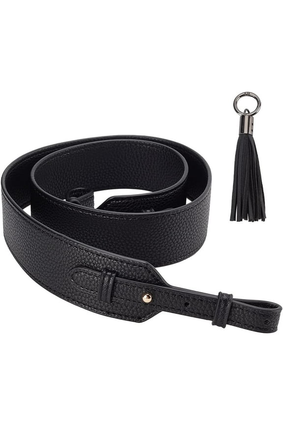 39.4 inch Wide Leather Bag Strap Crossbody Strap Black Leather Purse Straps Shoulder Bag Handle Adjustable Replacement Straps with Tassel Pendant Alloy Spring Buckle diy