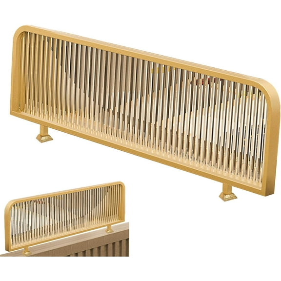 39.4" x 14.9" Gold Iron Glass Partition with Feet, Translucent Modern Minimalist Restaurant or Booth Divider