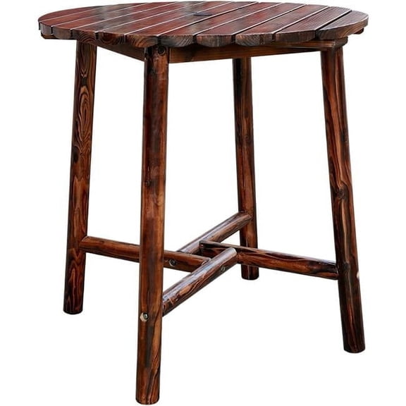39.4 x 39.4 x 41 in. Char-log Slatted Bar Table