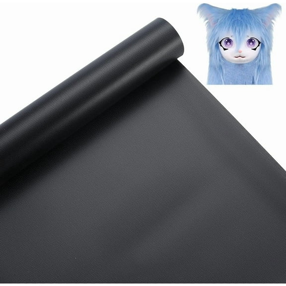 39.4 x 9.9 Inch Black Fursuit Eye Mesh Fabric Sheet PVC Plastic 0.5mm Waterproof Dustproof Breathable Furries Cosplay Fursuits Net Blank Canvas