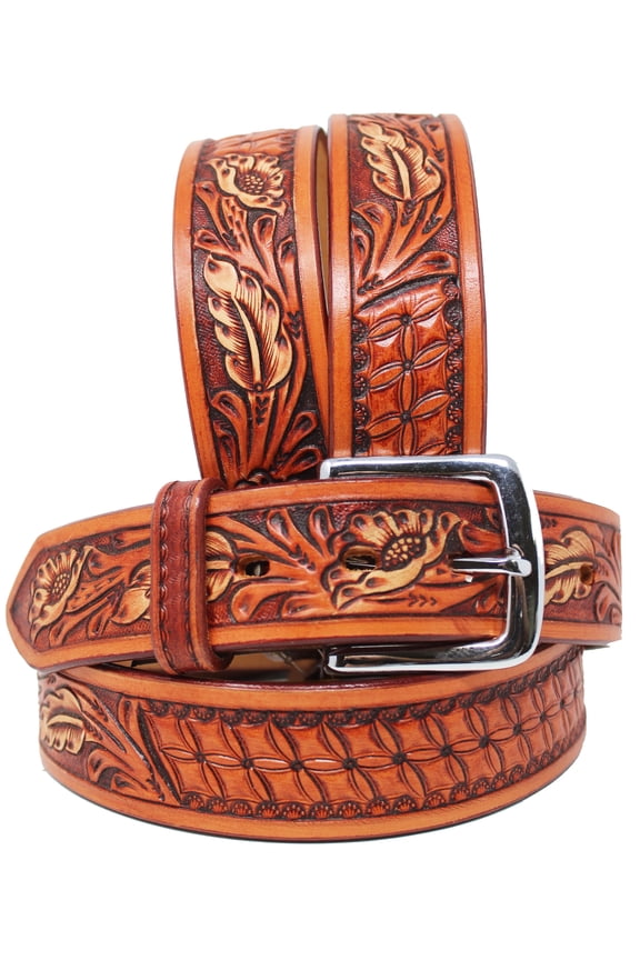 39-40 Western 1-1/2" Wide Rodeo Fashion Antique Tooled Leather Belt 2671RS