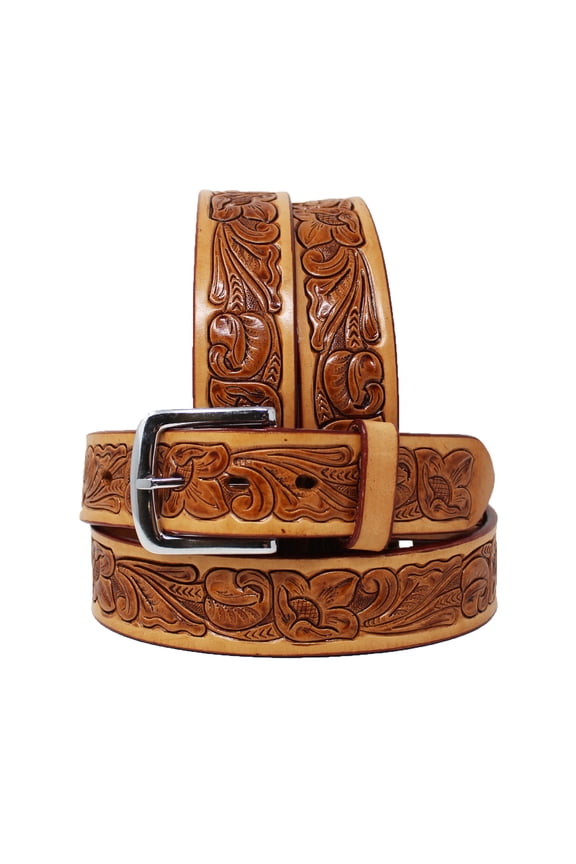 39-40 Western 1-1/2" Wide Rodeo Fashion Flower Tooled Leather Belt 2668RS