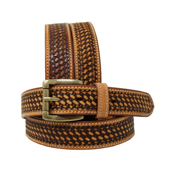 39-40  Western Heavy Duty Two-Toned Basket Weave Full-Grain Leather Belt 26RT37