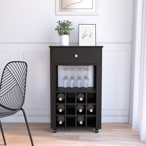 39.40 in Tall Black - 12 Built - in Wine Racks - Entertaining Areas - Sturdy Storage