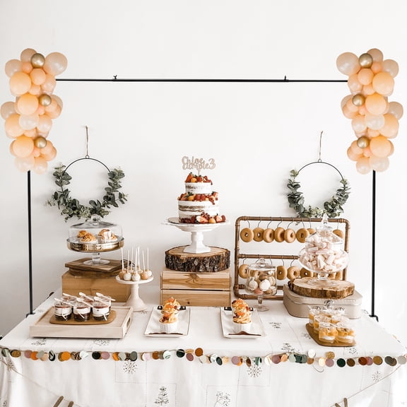 39.4in Tall Black Adjustable Over The Table Rod Stand Metal Table Flower Arch Frame with Clamps for Weddings, Showers, Party, Centerpiece Decorations