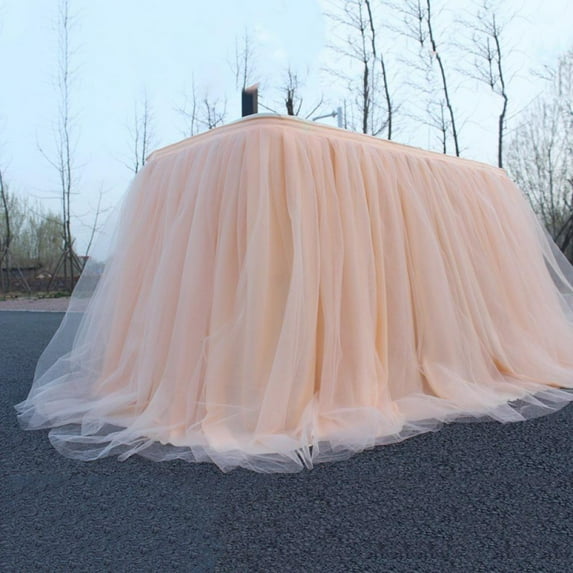 39.4inch Solid Tulle Table Skirt for Rectangle or Round Tables Pink Pastel Tutu Table Skirts Tablecloth for Princess Baby Shower Girl Birthday Party Cake Dessert Table Decorations