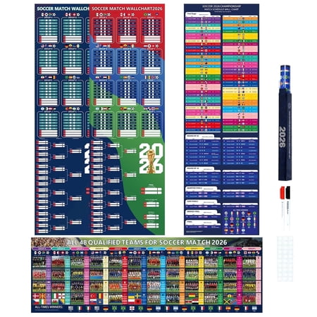 2026 World International Tournament Schedule Poster, 39.4×25.6 in Soccer Wall Chart Art, Sports Bar Home Fan Viewing Party Decorations