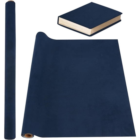 39.4x16.9 Inch Blue Bookcover Imitation Leather Surface with Paper Backed Book Cloth DIY Book Protective Cover for Scrapbooking Album DIY Crafts