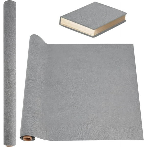 39.4x16.9 Inch Book Binding Cloth Gray Bookcover Imitation Leather Surface with Paper Backed Book Cloth DIY Book Cloth Protective Cover for Book Binding Scrapbooking Album DIY Crafts