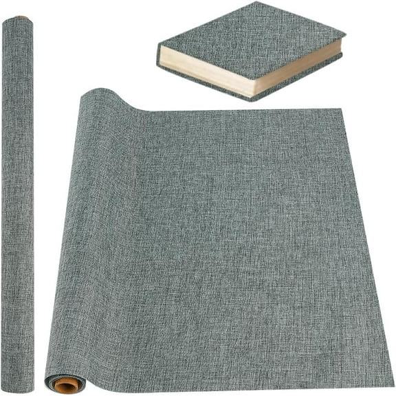 39.4x16.9 Inch Book Binding Cloth Gray Bookcover Polyester Fabric Surface with Paper Backed Book Cloth DIY Book Cloth Protective Cover for Book Binding Scrapbooking Album DIY Crafts