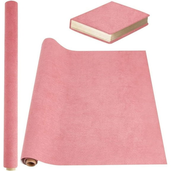 39.4x16.9 Inch Book Binding Cloth Pink Bookcover Imitation Leather Surface with Paper Backed Book Cloth DIY Book Cloth Protective Cover for Book Binding Scrapbooking Album DIY Crafts