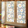 thumbnail image 1 of 39.4x17 Inch Rainbow Window Privacy Film Daisy 3D Static Flowers Glass Cling Plastic Non-Adhesive Reusable Stained Window Decals Covering Sun Blocking Glass Sticker for Room Home White, 1 of 9