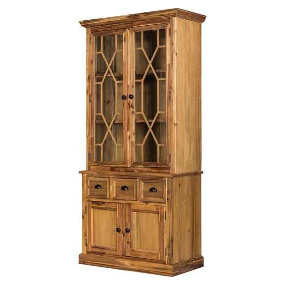 39.4x18x83" Brown Cabinet Credenzas, Style With Solid Wood & For Primary Living Area Credenzas Brown, Glow, Made Up Of Wood, , Glass And Veneer