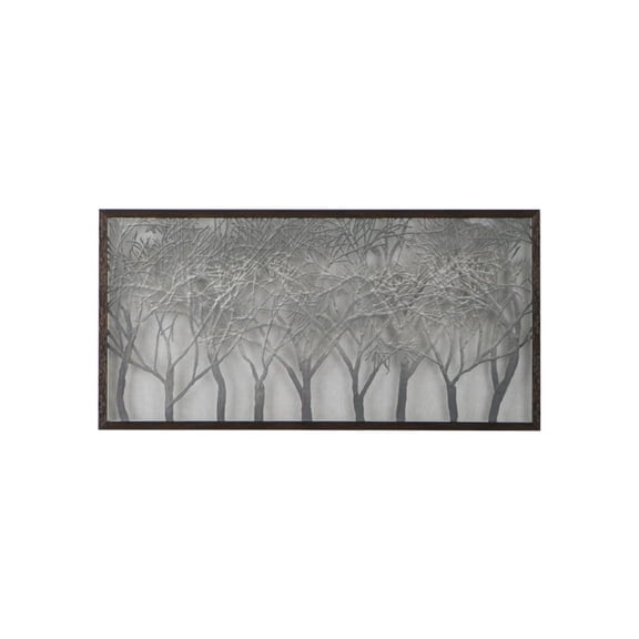 39.4x19.7 Inch Gray Tree Silhouette Shadow Box Wall Art, Framed 3D Forest Wall Decor for Living Room Kitchen Foyer