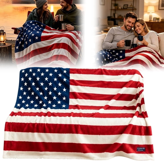 39.4x78.7 Inch Patriotic Flannel Blanket with American Flag Pattern, Soft USA Flag Throw for Bed Sofa Travel Camping, Independence Day July 4th Gift for Veterans, Red White Blue, By Tanuke store