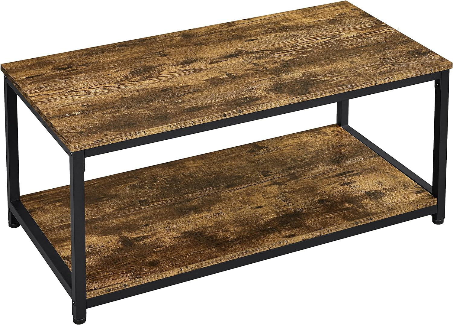 39.5 Inch Coffee Table with Storage Shelf, 2Tier Wood Cocktail Table