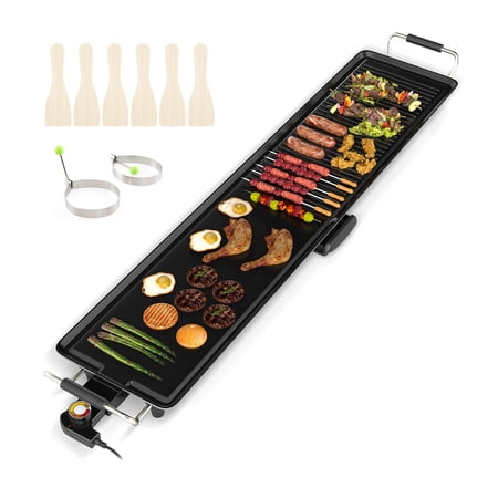 39.5 Inch Electric Griddle with Dual Cooking Zones and Adjustable Temperature, Large Flat Top Grill