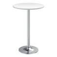 thumbnail image 1 of 39.5-Inch Pub Table, Round Bar Height Cocktail Table, Metal Base Top Obsidian Table with Silver Leg and 23.8-Inch Top for Restaurant, Kitchen, White, 1 of 5
