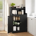 thumbnail image 1 of 39.5" Kitchen Pantry Cabinet with Open Shelves & Double Doors, Floor Bathroom Storage Cabinet, Freestanding Accent Cabinet with 2 Adjustable Shelves for Home, Dining Room, Black, 1 of 10