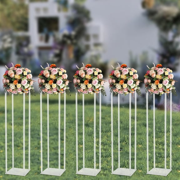 39" 5 Pack Flower Rack Vase Stand Acrylic Geometric Column Wedding Party Decor