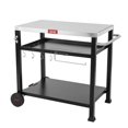 39.5 in. 3Shelf Stainless Steel Movable Outdoor Food Prep Table Grill