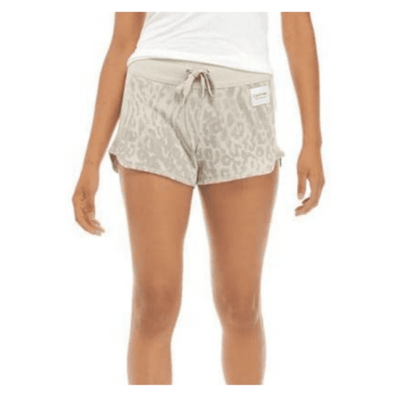 $39.50 Calvin Klein Performance Women's Printed French Terry Shorts, Beige, L