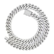 39.60 Carat Lab Created Moissanite Diamond 18MM Width Cuban Link Chain Necklace In 14K White Gold Over 925 Sterling Silver Jewelry Gift, Color G-H, Clarity VVS