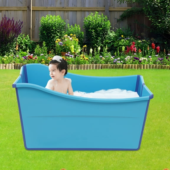 39.63gal Blue Portable Foldable Bathtub, Collapsible Children's Bathtub for Children