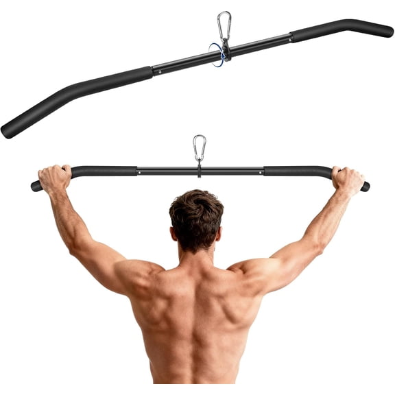 39.7'' LAT Pulldown Bar with Full Rotation, Lat Pulldown Attachments for Pulley Cable Machine,Curl Tricep Press Down Bar with Rubber Handle for Gym,Strength Workout