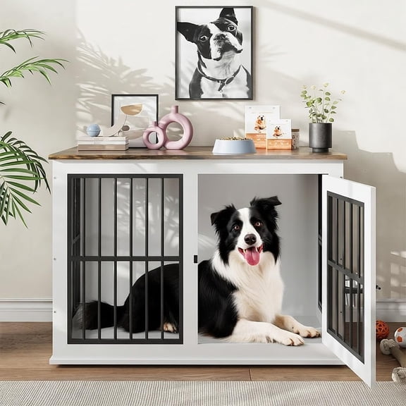 39.7"Wooden Dog Crate Furniture,Indoor Dog Kennel Dogs Cage with Liftable Top Panel for Small/Medium/Large Dogs, Heavy Duty Decorative Pet Crate House End Table TV Stand
