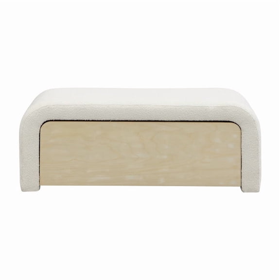 39.75" Boucle Fabric Upholstered Ottoman with Solid Wood Drawer and Soft Padding