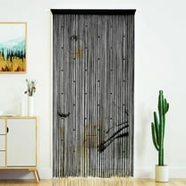 39×79 In Beaded Curtain Door, String Curtains for Doorway, Tassels Beads Hanging, Fringe Hippie Room Divider, Window, Hallway, Entrance, Wall, Closet, Bedroom, Privacy Decor, Black