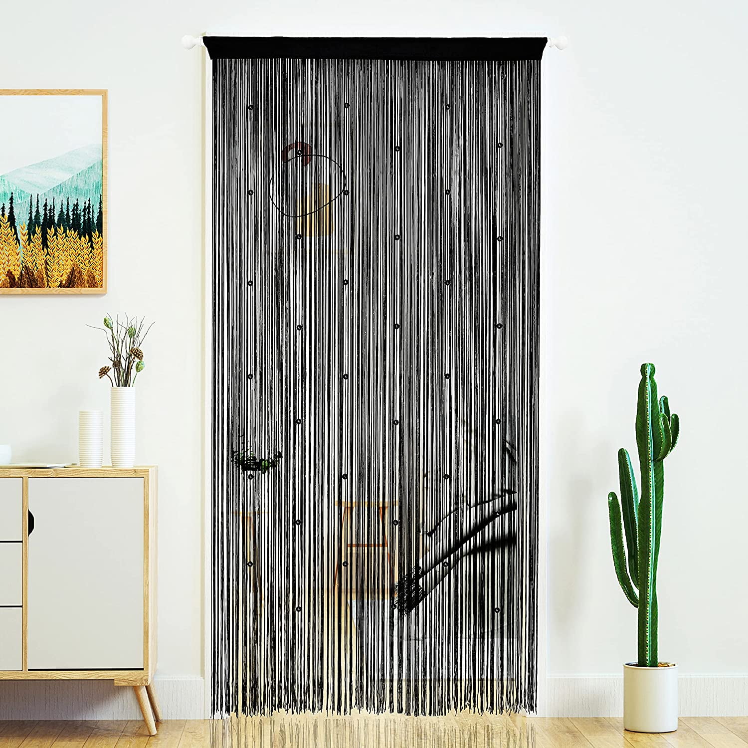 YaoYue Beaded Curtain Door String Curtains for Doorway Tassels Beads Hanging Fringe Hippie Room Divider Window Hallway Entrance
