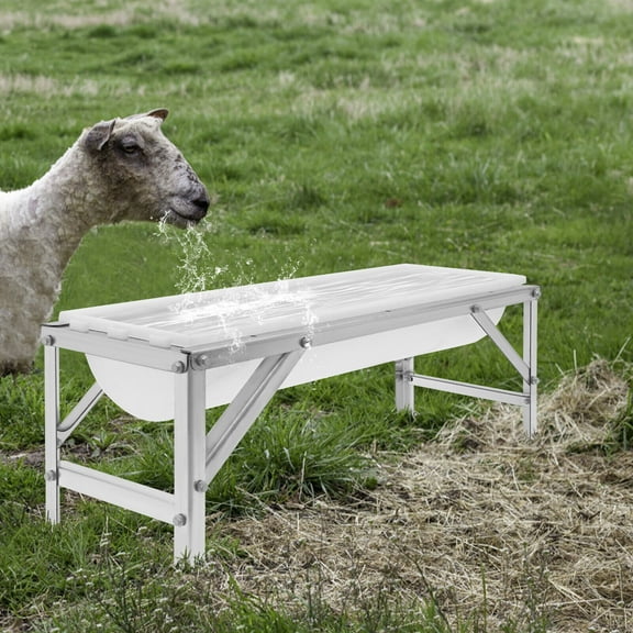 39" 9.25Gal Livestock Feed Trough Large Capacity Horse Feeder Water Trough with Stand for Calves Sheep Horses Alpacas and Goats in Farm - White