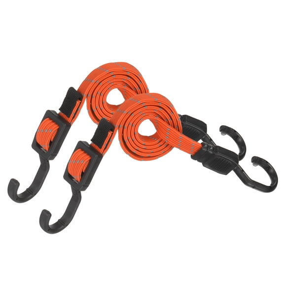 39" Adjustable Bungee Cords with Hook, 2Pcs Heavy Duty Outdoor Elastic Bungee Strap for Securing Luggage Moving Cargo, Light Orange
