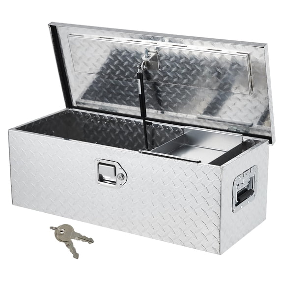 39 in Aluminum Truck Tool Box, Truck Bed Storage Box with Security Lock and Wider Handles, Heavy Duty Waterproof Tool Box Organizer Chest for Pick Up Truck Rv Trailer - Silver