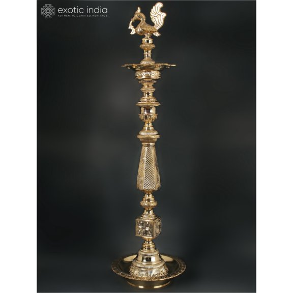 39" Annam Lamp (Peacock Lamp) In Brass | Handmade | Made In India