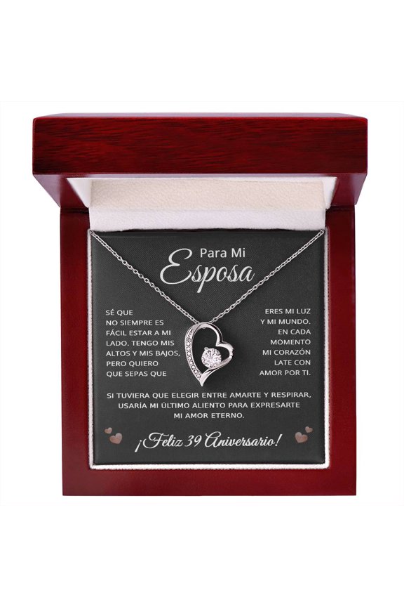 39 Anos de Aniversario Para Mi Esposa - 39 Year Aniversario Gift for Her Title: 14k White Gold Finish, Box Choice: Luxury Box